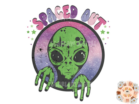 Spaced Out PNG-Alien Sublimation Digital Design Download-outer space png, trippy space png, extraterrestrial png, galaxy png, celestial png