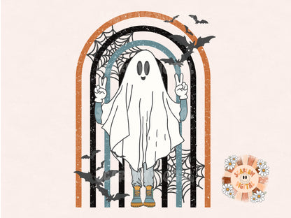 Retro Ghost PNG-Halloween Sublimation Digital Design Download-ghost sublimation, spooky png, fall sublimation, retro sublimation, fall png