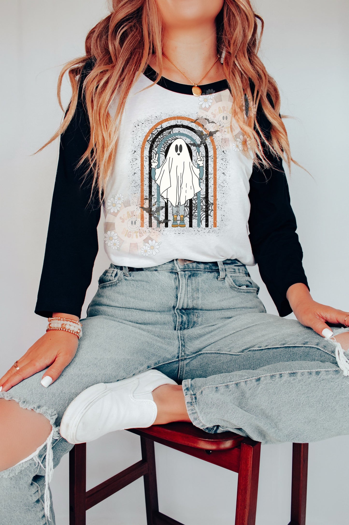 Retro Ghost PNG-Halloween Sublimation Digital Design Download-ghost sublimation, spooky png, fall sublimation, retro sublimation, fall png