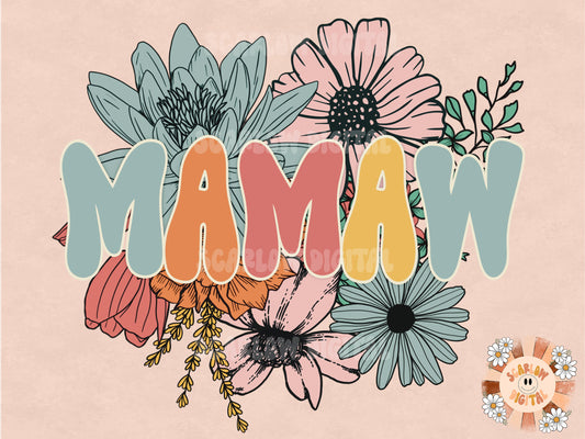 Floral Mamaw PNG-Sublimation Design Download-Mamaw sublimation, grandma png, retro mama png, summer Mamaw png, spring Mamaw png, vintage png