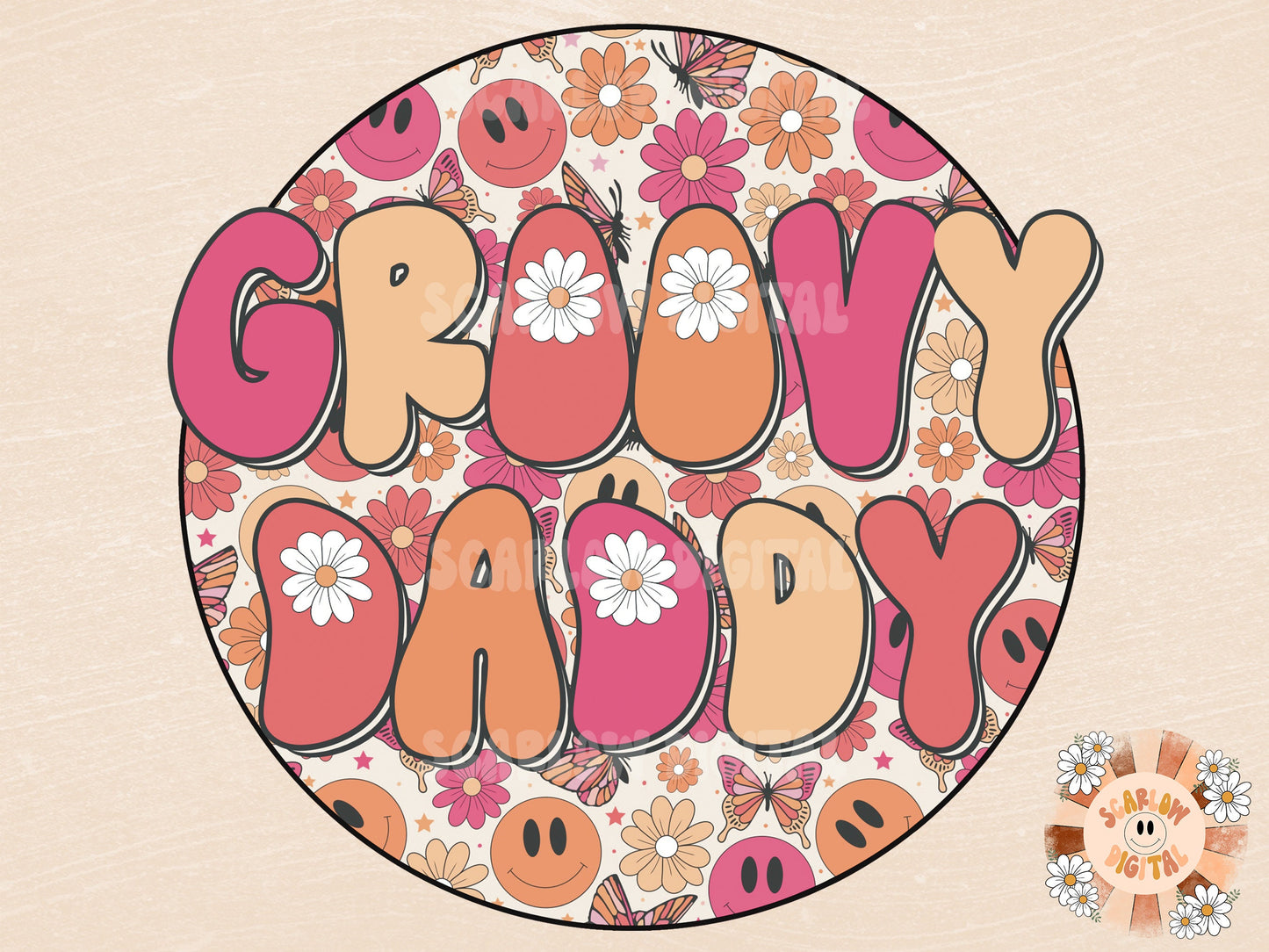 Groovy Daddy Hippie PNG-Sublimation Instant Digital Design Download, hippie sublimation, retro png design, groovy sublimation, daddy png