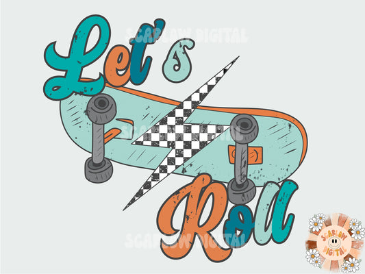 Lets Roll PNG-Skater Boy Sublimation Digital Design Download-skateboard png, little boy png, boy sublimation, retro boy png, vintage png