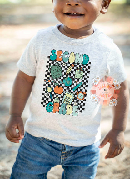 Second Grade PNG-Back to School Sublimation Digital Design Download-school boy png, little boy png, retro school png, DTF back to school png