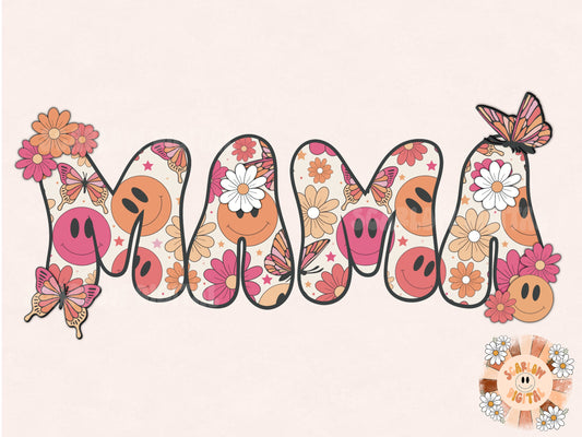 Floral Mama PNG-Retro Summer Sublimation Design Download-Floral mama png, spring mama png, mom sublimation, hippie mama png, vintage mom png
