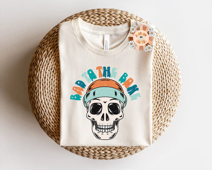 Bad to the Bone PNG Design-Skull Sublimation Digital Design Download-little boy png, rocker boy png, edgy boy png, Halloween png, spooky png design