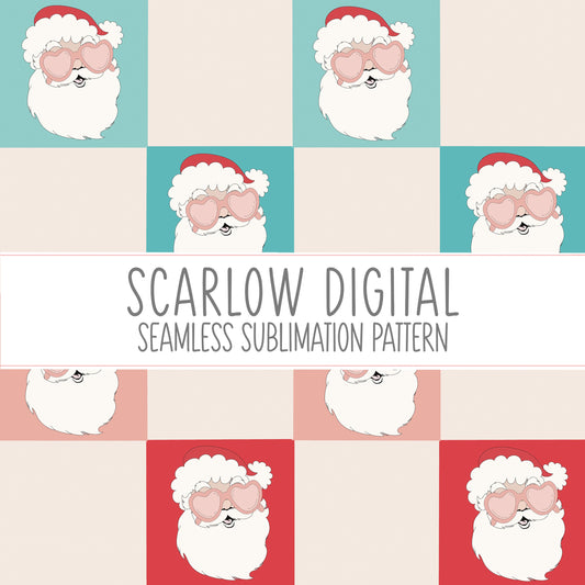 Santa Claus Seamless Pattern-Christmas Sublimation Digital Design Download-Christmas seamless pattern for fabric, Santa sublimation designs