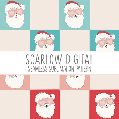 Santa Claus Seamless Pattern-Christmas Sublimation Digital Design Download-Christmas seamless pattern for fabric, Santa sublimation designs