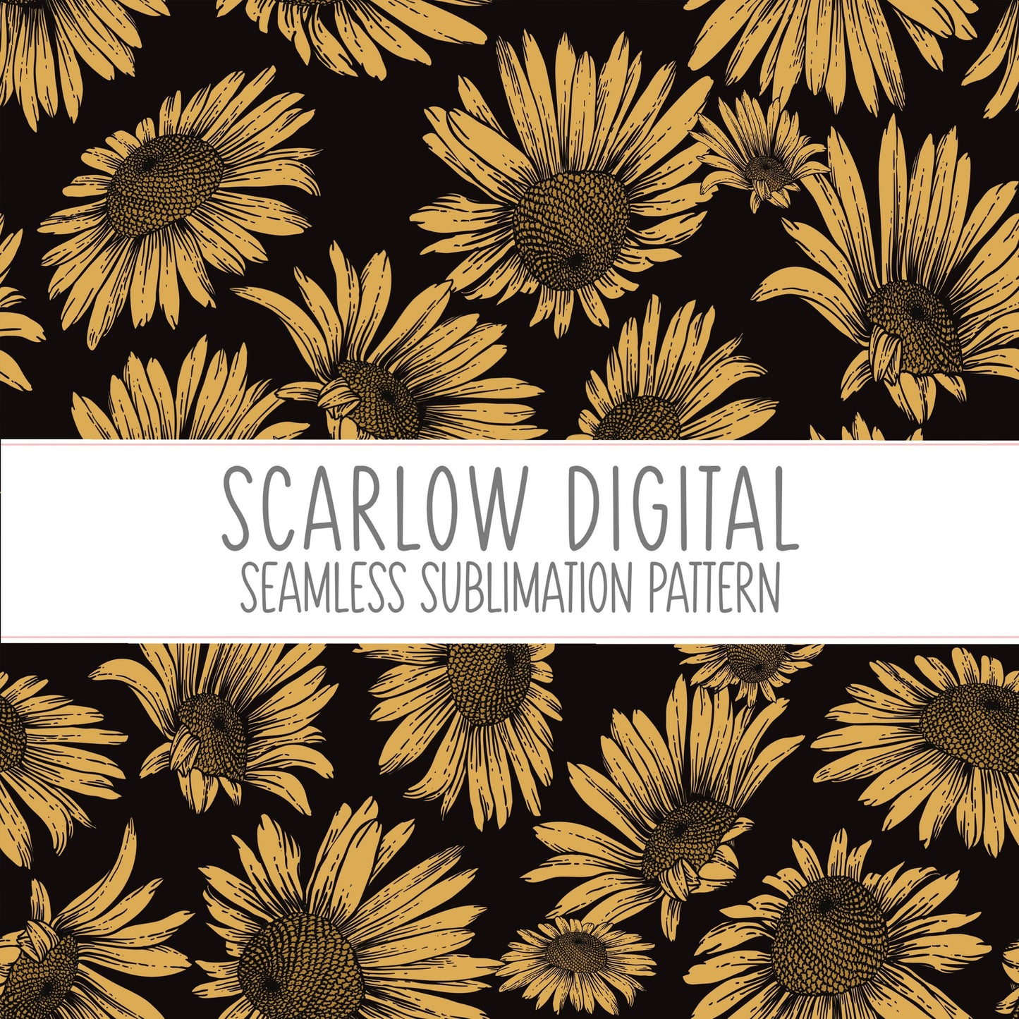 Sunflower Seamless Pattern-Floral Sublimation Digital Design Download-floral seamless pattern, sunflower sublimation, summer sublimation