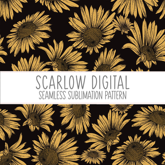 Sunflower Seamless Pattern-Floral Sublimation Digital Design Download-floral seamless pattern, sunflower sublimation, summer sublimation