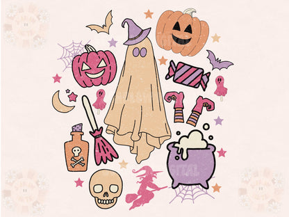 Spooky Doodles PNG-Halloween Sublimation Digital Design Download-spooky season png, ghost png, Halloween png, fall png design, witch designs