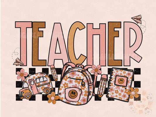 Teacher PNG-Back to School Sublimation Digital Design Download-groovy teacher png, educator png, retro sublimation, hippie png designs