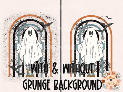 Retro Ghost PNG-Halloween Sublimation Digital Design Download-ghost sublimation, spooky png, fall sublimation, retro sublimation, fall png