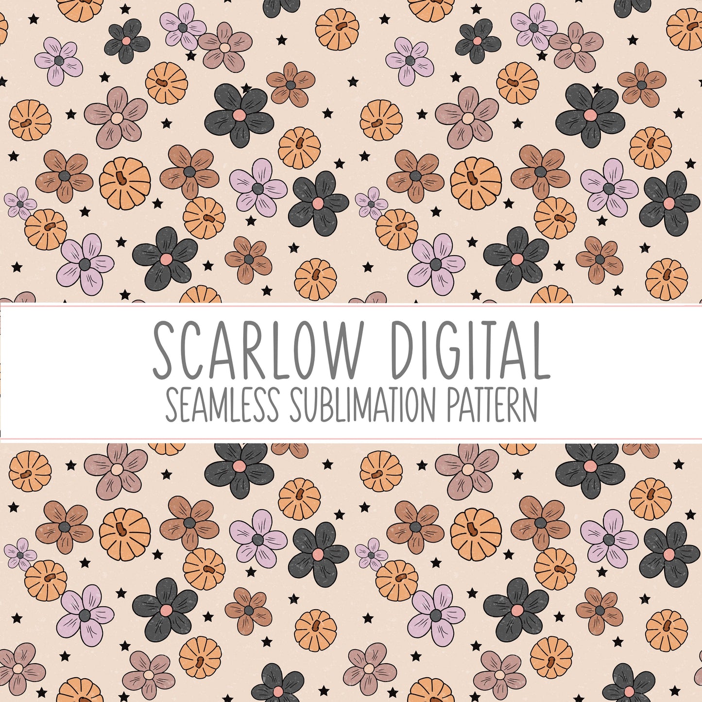 Fall Seamless Pattern-Floral Sublimation Digital Design Download-pumpkin seamless pattern, fall sublimation designs, boho seamless pattern