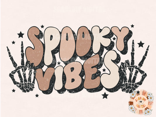Spooky Vibes PNG-Halloween Sublimation Digital Design Download-spooky season png, skeleton png, ghost png, boho Halloween png, fall designs