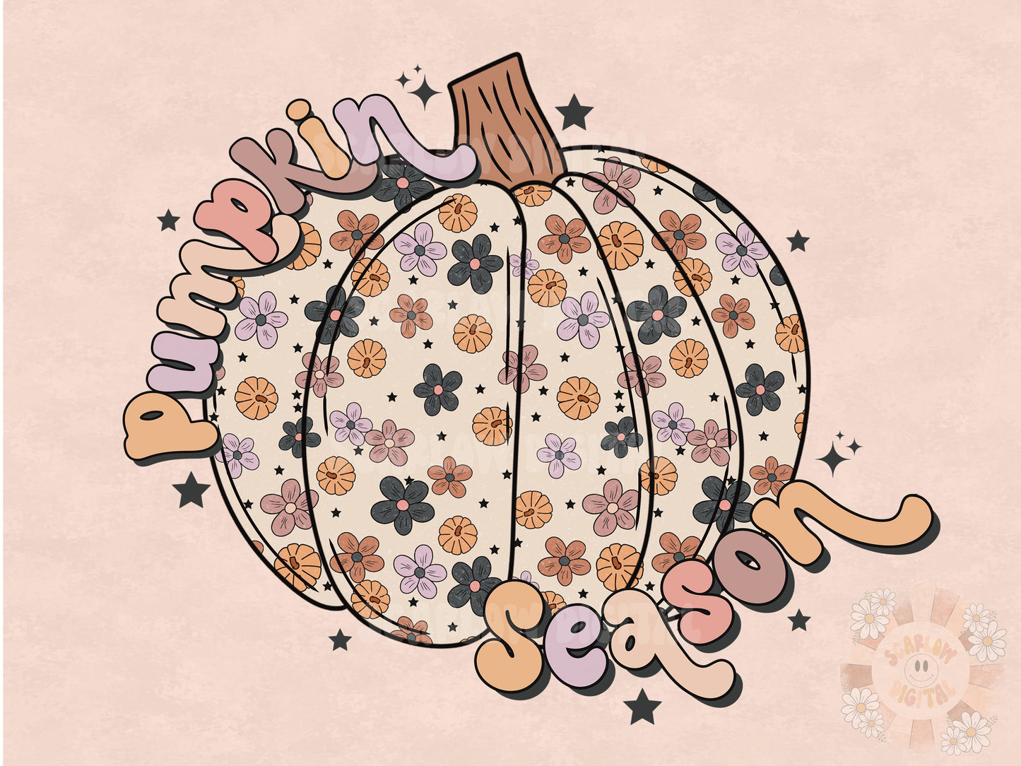 Pumpkin Season PNG-Fall Sublimation Digital Design Download-floral pumpkin png, fall florals png, boho pumpkin png, fall girl png designs