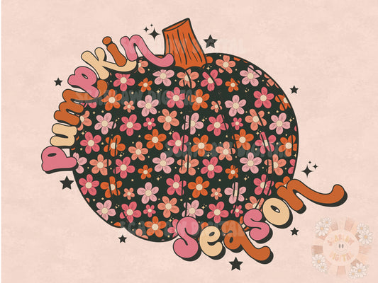 Pumpkin Season PNG-Fall Sublimation Digital Design Download-floral pumpkin png, fall florals png, boho pumpkin png, fall girl png designs