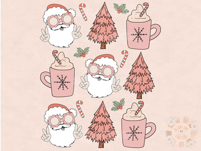 Santa Claus Doodles PNG-Christmas Sublimation Digital Design Download-Christmas girl designs, png for girls, Santa hat png, Xmas tshirt png