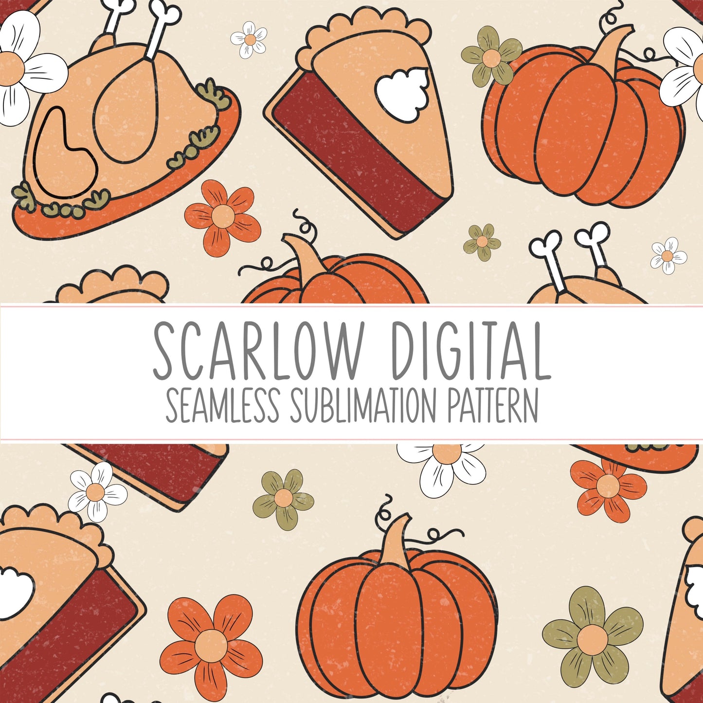 Thanksgiving Seamless Pattern-Fall Sublimation Digital Design Download-Pumpkin pie seamless file, pumpkin sublimation, fall seamless file