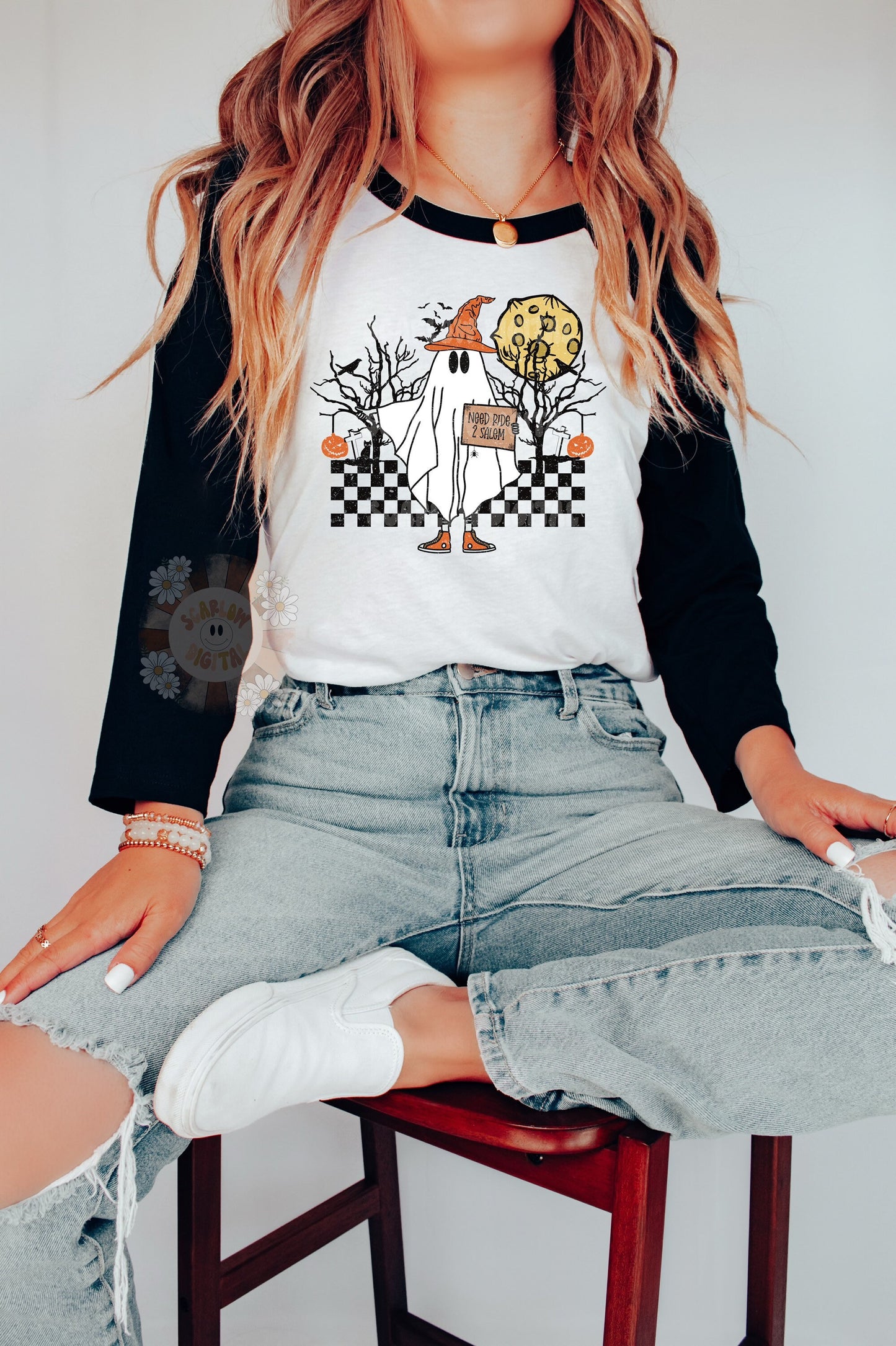 Hitchhiking Ghost PNG-Halloween Sublimation Digital Design Download-spooky season png, funny Halloween png, boho spooky png, fall png design