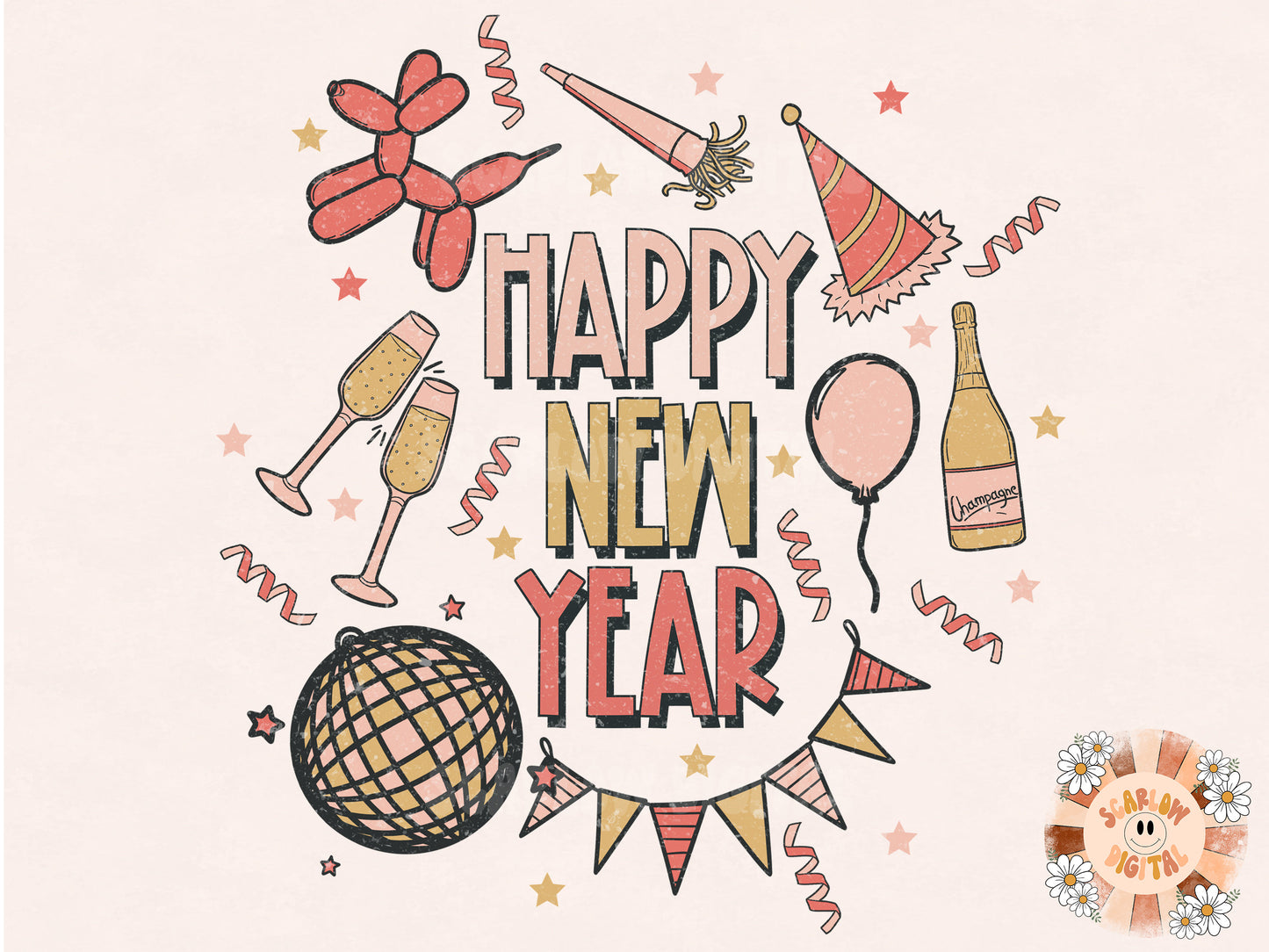 Happy New Year PNG-2023 Sublimation Digital Design Download-New year sublimation, 2023 png design, party sublimation, party png designs