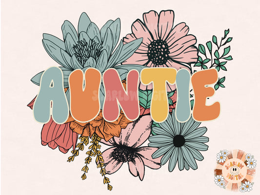 Auntie PNG-Floral Sublimation Digital Design Download-flowers png, floral bouquet png, png for aunts, aunt sublimation, summer png designs