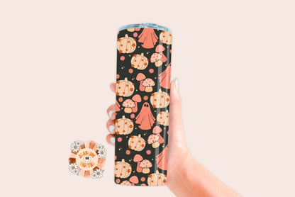 Boho Spooky Straight Tumbler Wrap-Halloween Sublimation Digital Design Download-ghost tumbler wrap, spooky sublimation, fall tumbler wrap