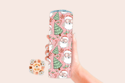 Santa Claus Straight Tumbler Wrap PNG-Christmas Sublimation Digital Design Download-boho Christmas tumbler wrap, Santa Claus sublimation png