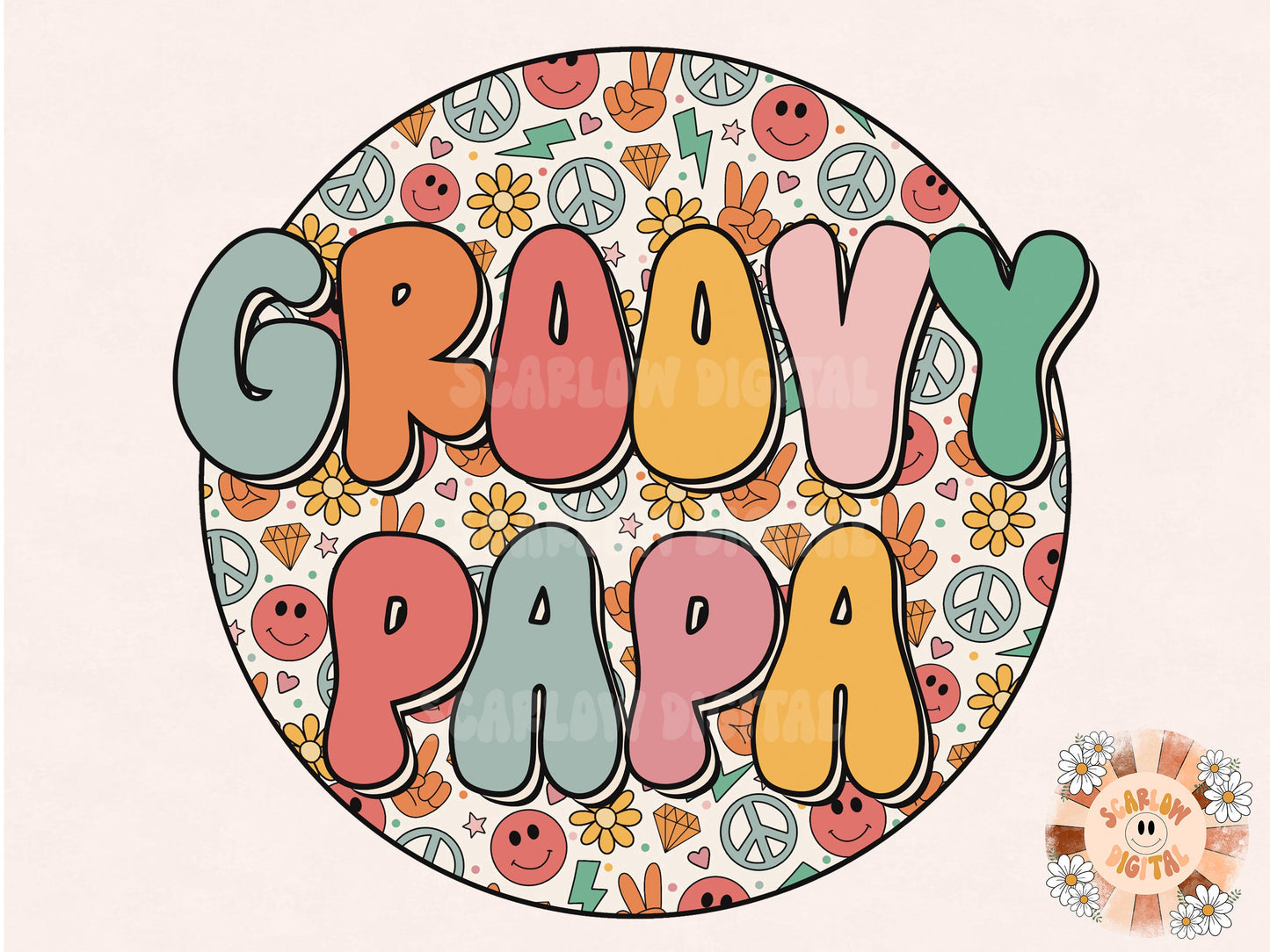 Groovy Papa Hippie PNG-Sublimation Instant Digital Design Download-papa sublimation, papa png, retro png, hippie png, smiling png