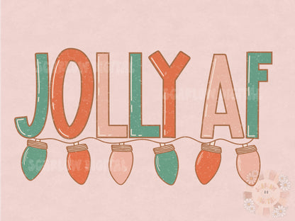 Jolly AF PNG-Christmas Sublimation Digital Design Download-Christmas lights png, jolly png, retro Christmas png, vintage png, funny png