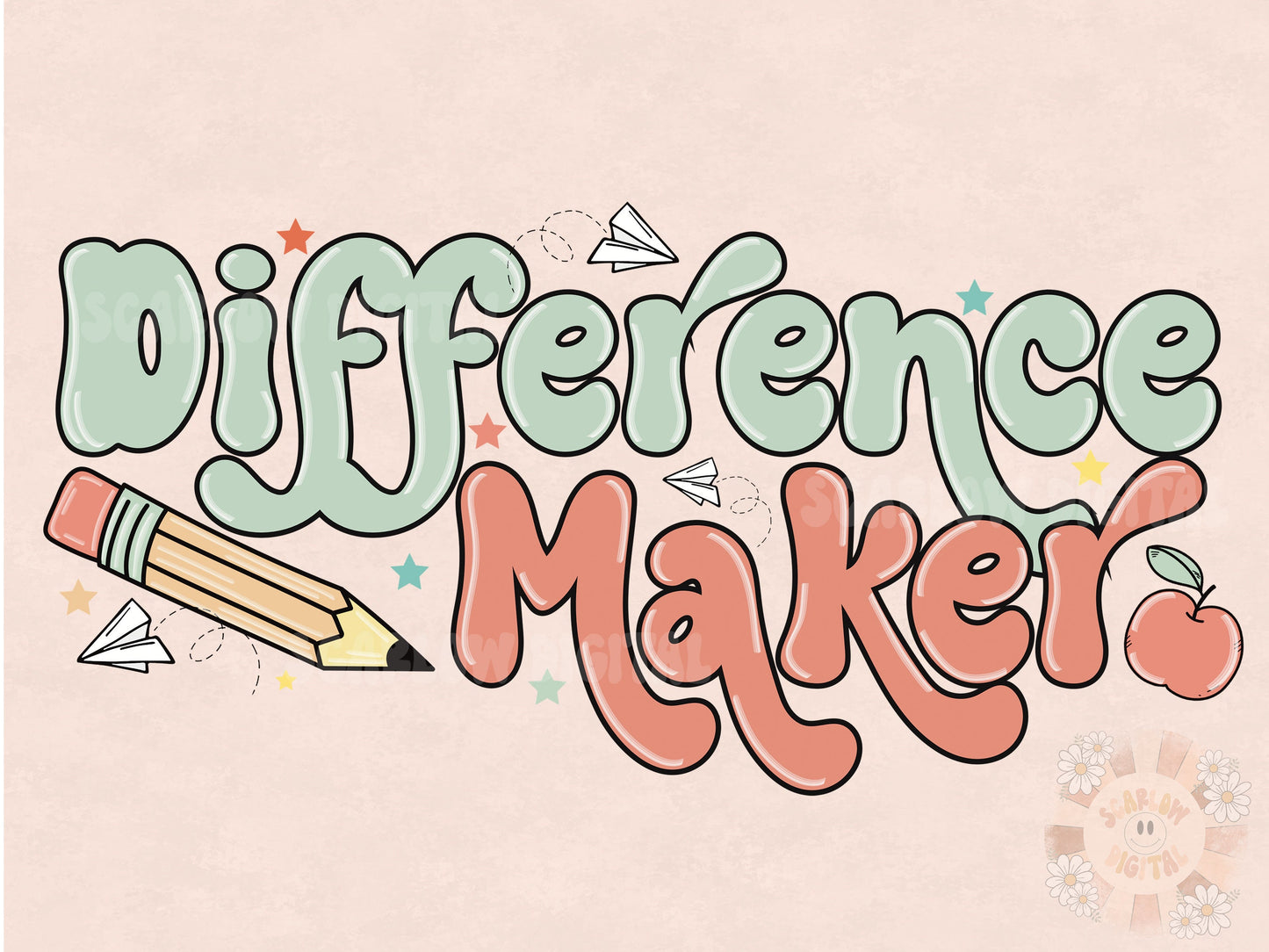 Difference Maker PNG-Teacher Sublimation Digital Design Download-back to school png, retro teacher png, school teacher png, boho teacher png