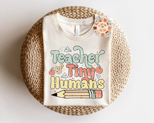 Teacher of Tiny Humans PNG-Back to School Sublimation Digital Design Download-teacher png, back to school png, boho teacher png, educate png