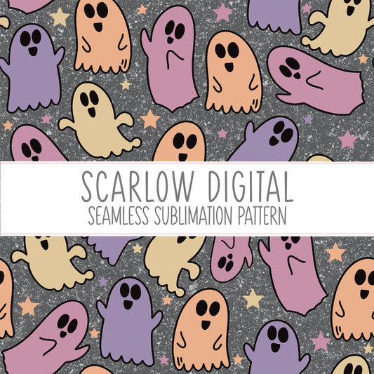 Ghost Seamless Pattern-Halloween Sublimation Digital Design Download-ghost sublimation, spooky seamless pattern, retro halloween designs