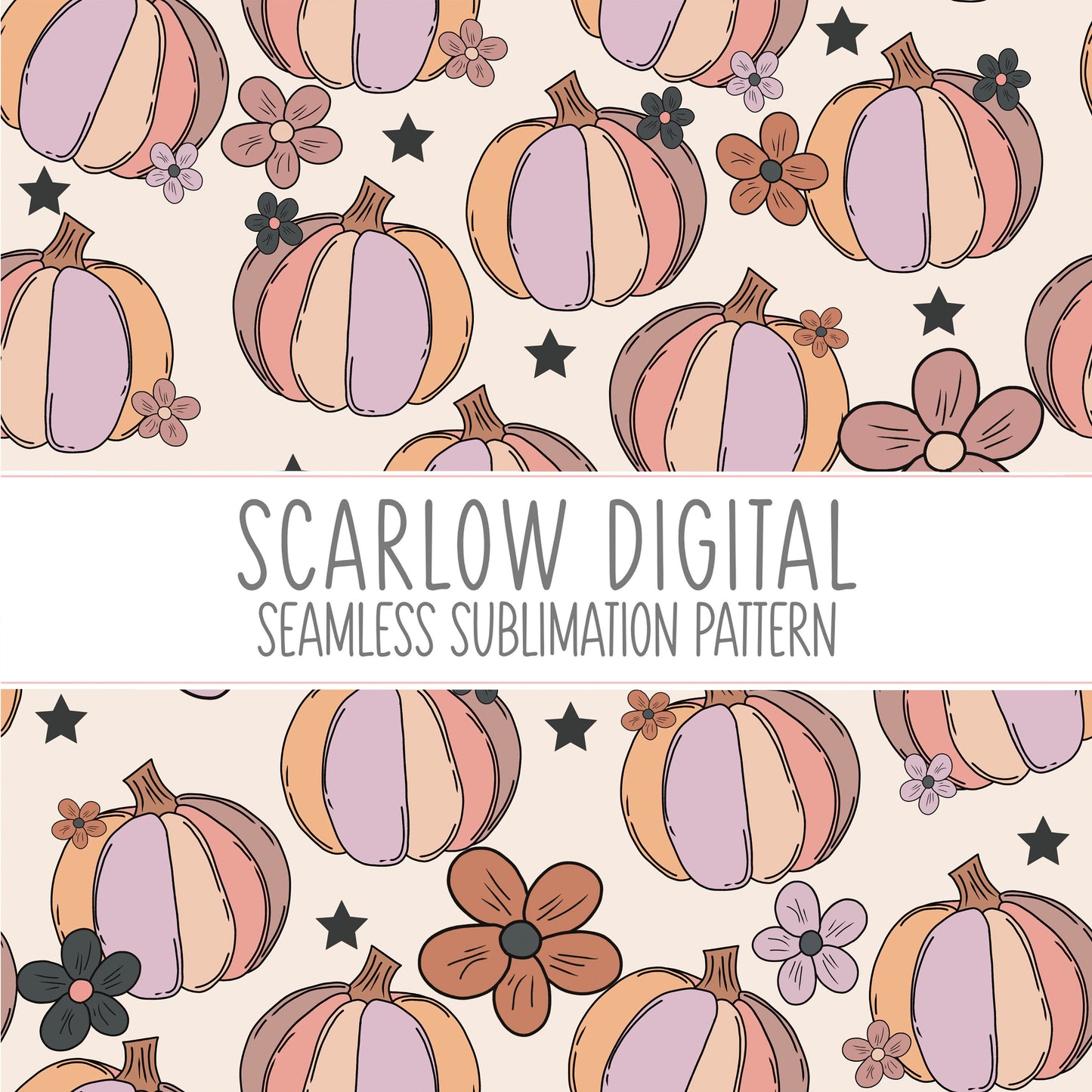 Pumpkin Seamless Pattern-Fall Sublimation Digital Design Download-autumn seamless pattern, fall tshirt designs, boho seamless pattern design