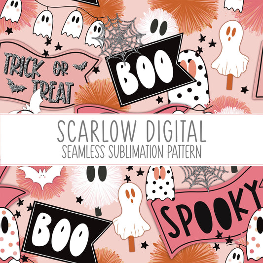 Spooky Seamless Pattern-Halloween Sublimation Digital Design Download-ghost seamless pattern, fall sublimation, spooky season seamless file