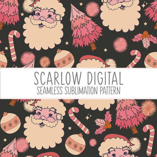 Santa Claus Seamless Pattern-Christmas Sublimation Digital Design Download-candy cane seamless pattern, Christmas tree sublimation designs