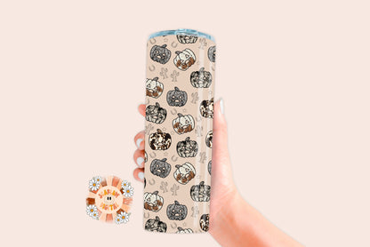 Western Pumpkin Tumbler Wrap PNG-Fall Sublimation Digital Design Download-cowhide pumpkin tumbler wrap, western tumbler wrap, country png