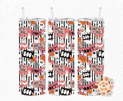 Halloween Straight 20 oz. Tumbler Wrap PNG Digital Design Download, spooky season tumbler wrap, horror png, pastel Halloween tumbler wrap