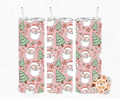 Santa Claus Straight Tumbler Wrap PNG-Christmas Sublimation Digital Design Download-boho Christmas tumbler wrap, Santa Claus sublimation png