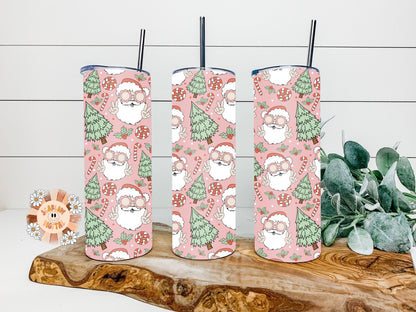 Santa Claus Straight Tumbler Wrap PNG-Christmas Sublimation Digital Design Download-boho Christmas tumbler wrap, Santa Claus sublimation png