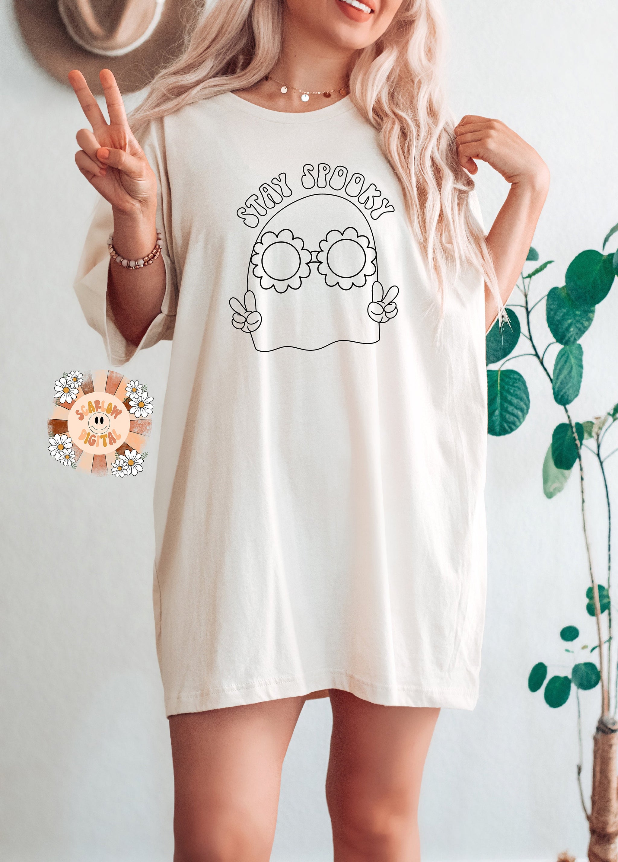 Stay Spooky SVG, Halloween png, ghost SVG, hippie ghost png, groovy gh