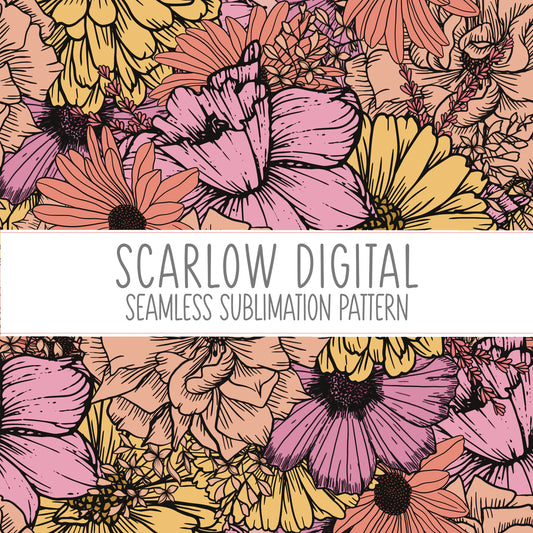 Floral Seamless Pattern-Sublimation Design Download-fall flowers seamless, flower bouquet seamless, floral sublimation, flowers seamless