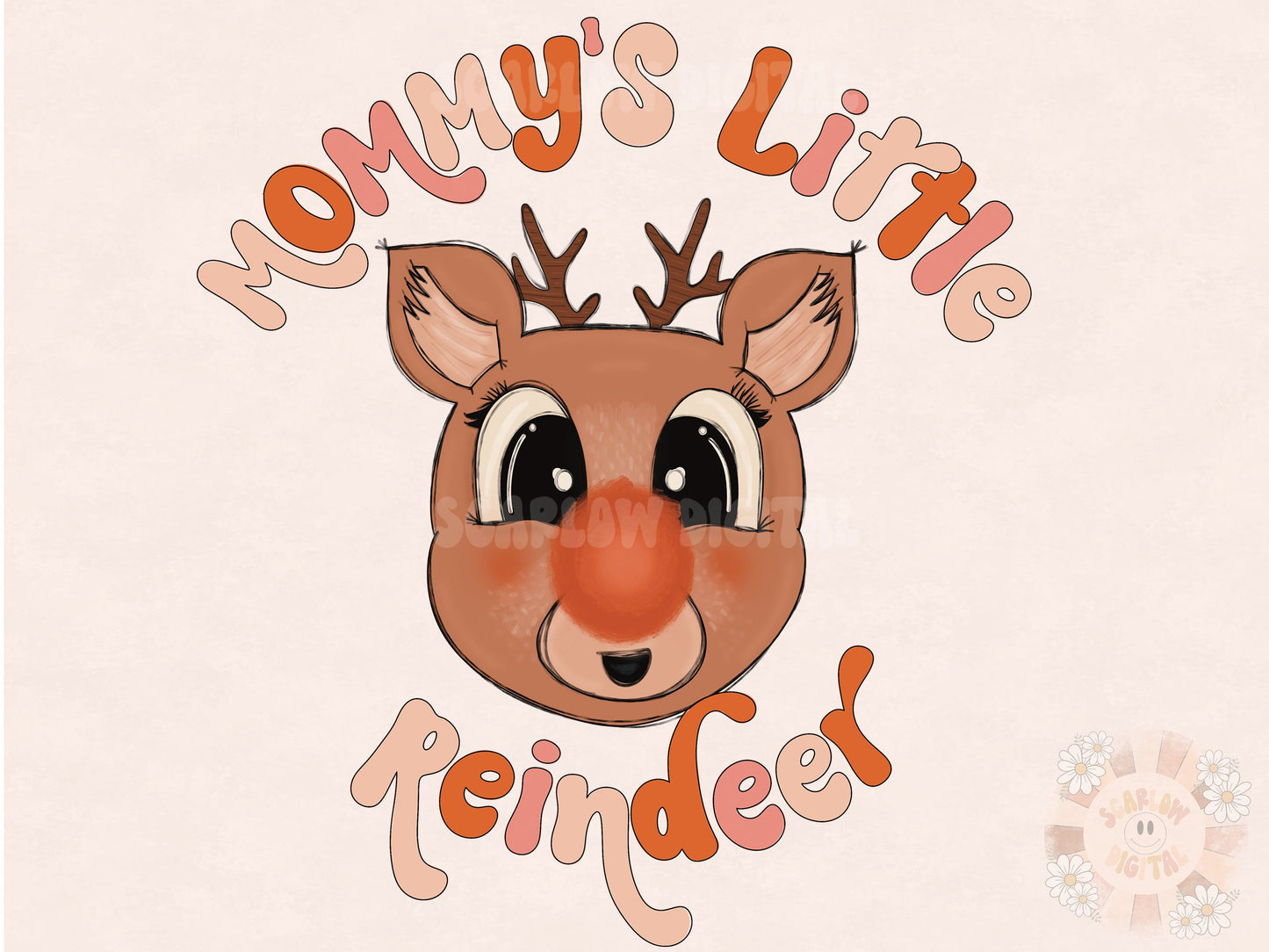 Mommys Little Reindeer PNG-Christmas Sublimation Digital Design Download-Santa claus png, png for kids, little girl png, boho Christmas png