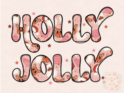 Holly Jolly PNG-Christmas Sublimation Digital Design Download-boho Christmas png, Santa Claus png, Santa's reindeer png, Holidays png design