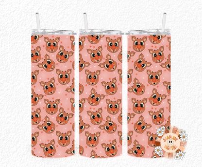 Reindeer Straight 20 oz. Tumbler Wrap-Christmas Sublimation Digital Design Download-Santa claus tumbler wrap, boho Christmas sublimation png