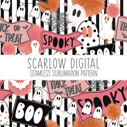 Spooky Seamless Pattern-Halloween Sublimation Digital Design Download-ghost seamless pattern, fall sublimation, spooky season seamless file