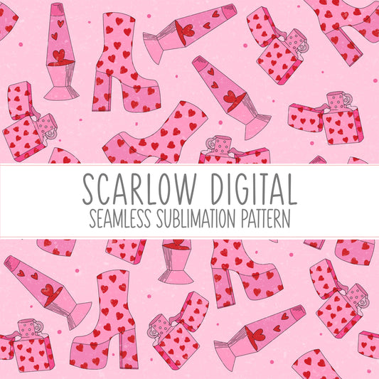 Groovy Hearts Seamless Pattern-Valentines Day Sublimation Digital Design Download-hearts sublimation, Valentines Day seamless pattern