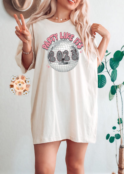 Party Like Its 2023 PNG-New Years Sublimation Digital Design Download-2023 png, 80s disco png, ball drop png, retro png, 2023 png design