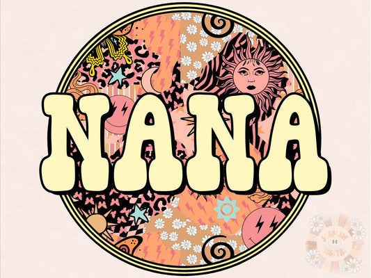 Nana PNG-Bohemian Sublimation Digital Design Download-boho png design, hippie png, png for grandmother, western png, retro nana png design