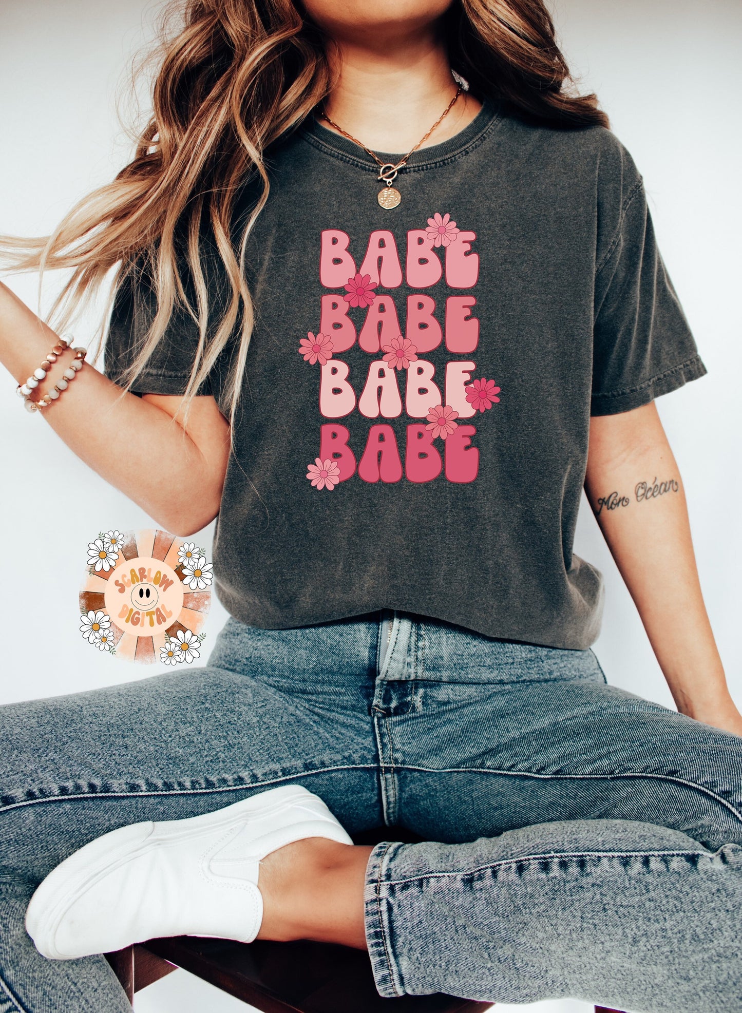 Floral Babe PNG-Valentines Day Sublimation Digital Design Download-Happy Valentines Day PNG, xoxo png, boho valentine png, mini png design