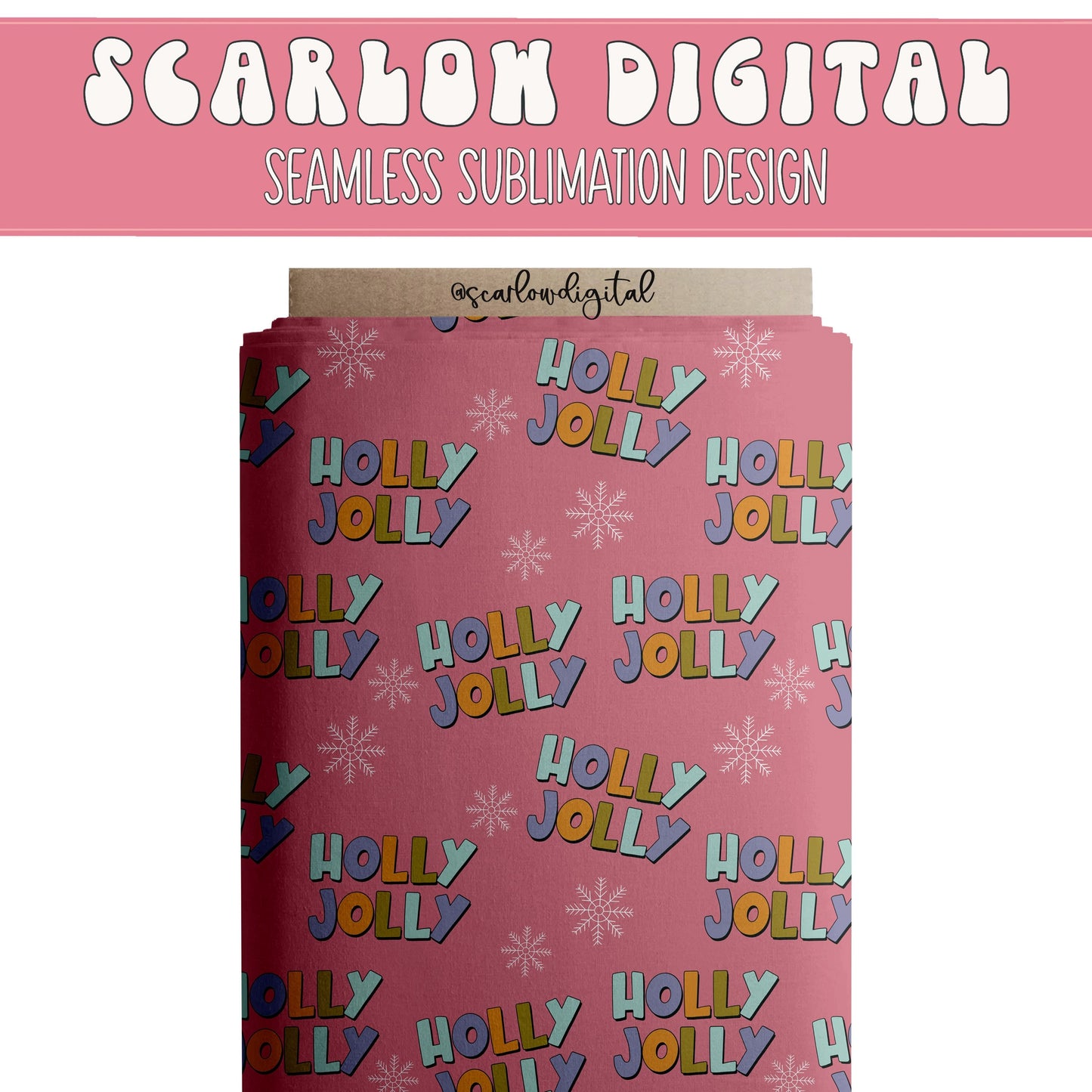 Holly and Jolly Seamless Pattern-Christmas Sublimation Digital Design Download-girly Christmas seamless file, groovy Xmas seamless designs